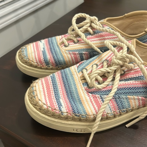 UGG Striped Pastel Knit Espadrille Sneakers Bohemian Lace Up Shoe Women size 7.5 - Picture 13 of 16